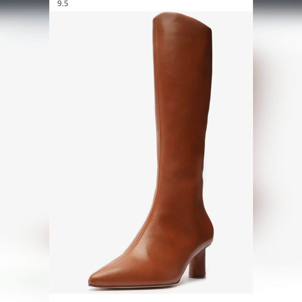 NIB Arezzo Genuine Leather 9.5 M Elegant Brown Knee High Womens Boots